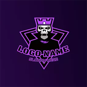 Logotipo Peligroso Gaming Skull Crown Cloak Evil logo design