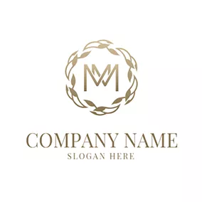 Golden Logo Garland Crossed Letter M M logo design