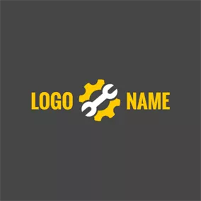 机械工程logo Gear and Spanner Outline logo design