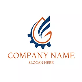 Drop Logo Gear Drop Outline Gas Station logo design