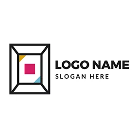 Logotipo De Lienzo Gem Rectangle Color Art Gallery logo design