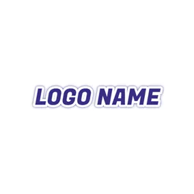かっこいい文字のロゴ General White Outline and Blue Font logo design