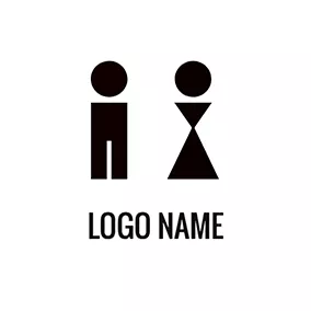 クリエイティブなロゴ Geometric Circle Human Toilet logo design