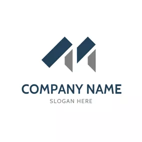 Rectangle Logo Geometric Figure and M logo design