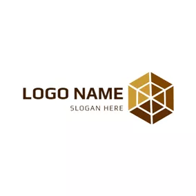多邊形 Logo Geometrical Brown Polygon logo design