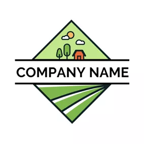 Lawn Care Logo Geometrical Grassland and Farm logo design