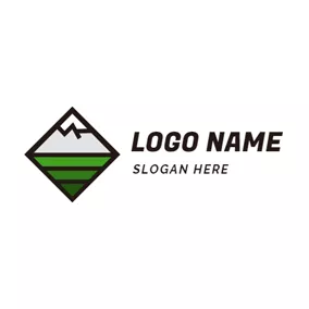 草地 Geometrical Grassland and Mountain logo design