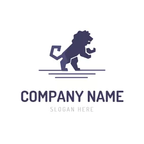 ジオメトリックロゴ Geometrical Purple Lion logo design