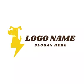 犬のロゴ Geometrical Yellow Dog logo design