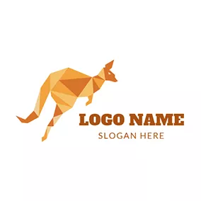 カンガルーロゴ Geometrical Yellow Kangaroo Icon logo design