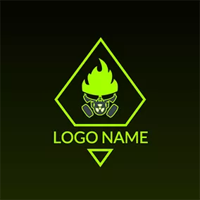 Green Logo Ghost Flame and Skeleton logo design
