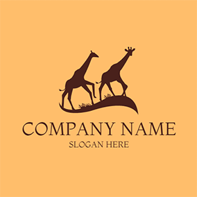 長頸鹿 Logo Giraffe Grassland African logo design