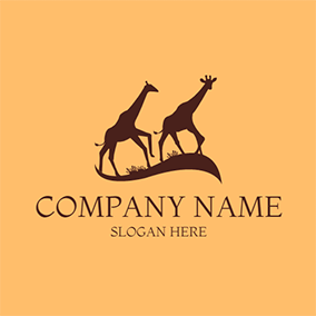 African Logo Giraffe Grassland African logo design