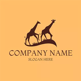 Design Logo Giraffe Grassland African logo design