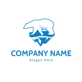 ホッキョクグマロゴ Glacier and Polar Bear logo design