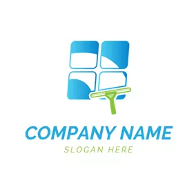 Logo De Nettoyage Glass Window and Cleaning Brush logo design