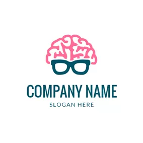 Nerd Logo Glasses and Brain Icon logo design