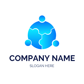 Blue Logo Global Puzzle Abstract Friend logo design