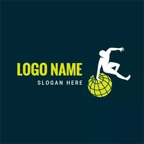 地球ロゴ Globe and Parkour Athlete logo design