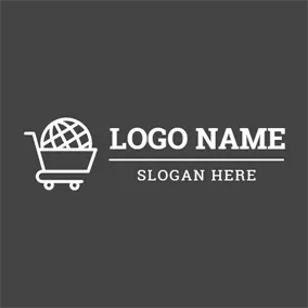Hop Logo Globe and Shopping Trolley logo design