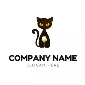 Character Logo Goblet and Black Cat logo design