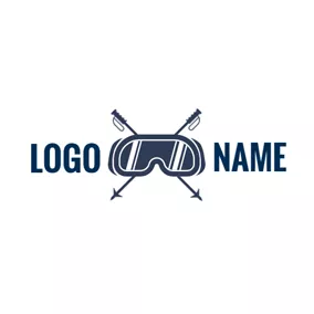 株ロゴ Goggle and Cross Alpenstock logo design