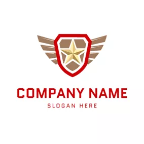 Golden Logo Gold Wings and Encircled Star Emblem logo design