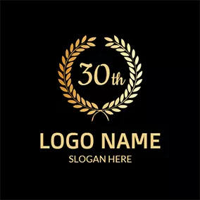 Beige Logo Golden Branch and 30th Anniversary logo design
