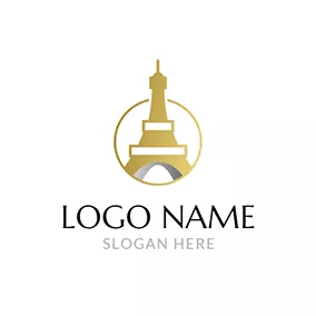 European Logo Golden Circle and Eiffel Tower logo design