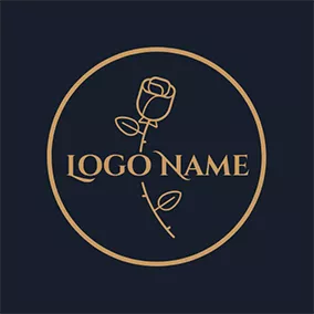 Fancy Logo Golden Circle and Rose logo design