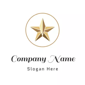 金色　ロゴ Golden Circle and Star logo design
