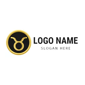 金色 Logo Golden Circle and Taurus Symbol logo design
