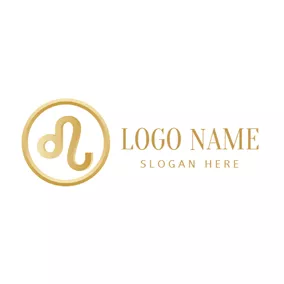 狮子座 Logo Golden Circle Surrounded Leo Symbol logo design