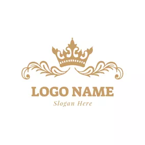 ブライダルロゴ Golden Crown and Branch logo design