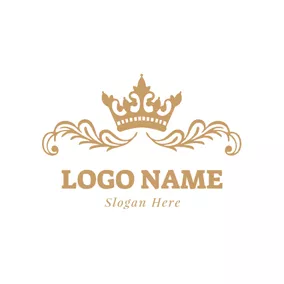 Bridal Logo Golden Crown and Branch logo design