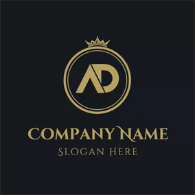 Ad Logo Golden Crown and Circle logo design