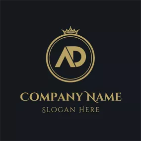 Advertising Logo Golden Crown and Circle logo design