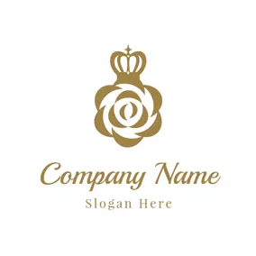 Combination Logo Golden Crown and Flower logo design