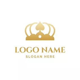 扑克牌 Logo Golden Crown and Poker Ace logo design