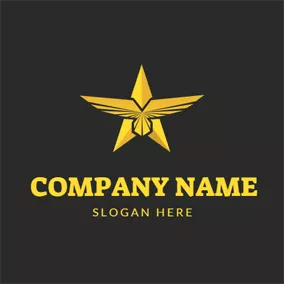 Falcon Logo Golden Eagle Wings and Military Star logo design