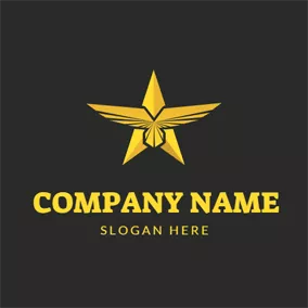 Logótipo De Fundir Golden Eagle Wings and Military Star logo design