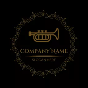 Casual Logo Golden Encircled Trumpet logo design