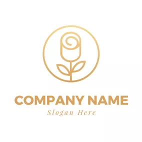 Circular Logo Golden Flower Bud logo design