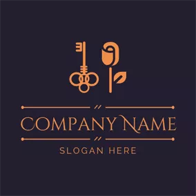 Bloom Logo Golden Key and Rose logo design