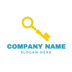 Combination Logo Golden Key Magnifier Search logo design