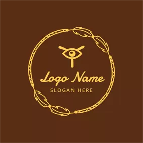 Chain Logo Golden Leaf Chain and Eye Tribe Symbol logo design