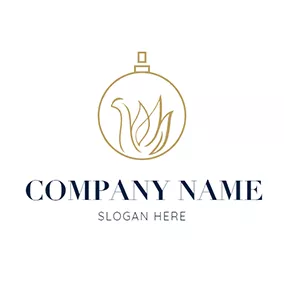 香水Logo Golden Perfume Bottle and Swan logo design