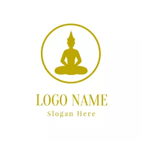 Logo De La Religion Golden Sitting Buddha logo design