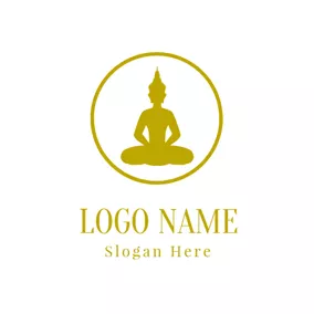 Casual Logo Golden Sitting Buddha logo design