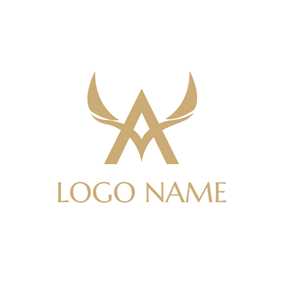 Golden Wings and Inverted V Monogram logo design